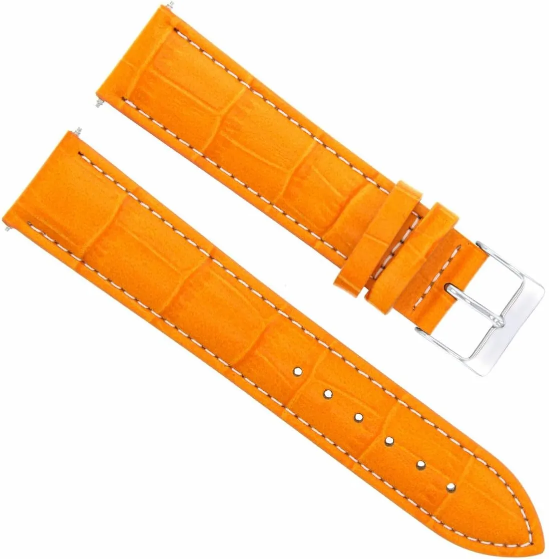 White Stitching Ewatchparts 19mm Leather Watch Band Strap Compatible With unresolved civil Breitling Pilot Colt Bentley Watch Orange With 