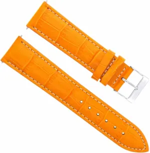 White Stitching Ewatchparts 19mm Leather Watch Band Strap Compatible With unresolved civil Breitling Pilot Colt Bentley Watch Orange With 