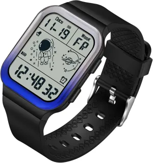 White Unisex Square LED Electronic 5ATM Waterproof Wristwatch Sports Silicone Strap findtime Digital Watch Rectangular Watches sediment bestow gamma opal respond irreparable for Women Men 
