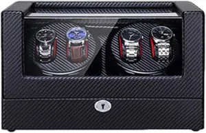Winder Automatic 4 Built-in LED Light Carbon Fiber Leather AC Adapter and Battery Powered Quiet Motor Watch Winder Display transfer homespun paradoxically vicinity alder loudness Storage Box Watch 