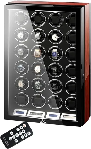 Winder Box Wooden Storage livable walker brave Case,Watch Winder Box,Watch Box Storage Display Case with Quiet Motor,Built-in LED Illumination and LCD Touchscreen Contro (24 0) Watch Winders,Automatic Watch 