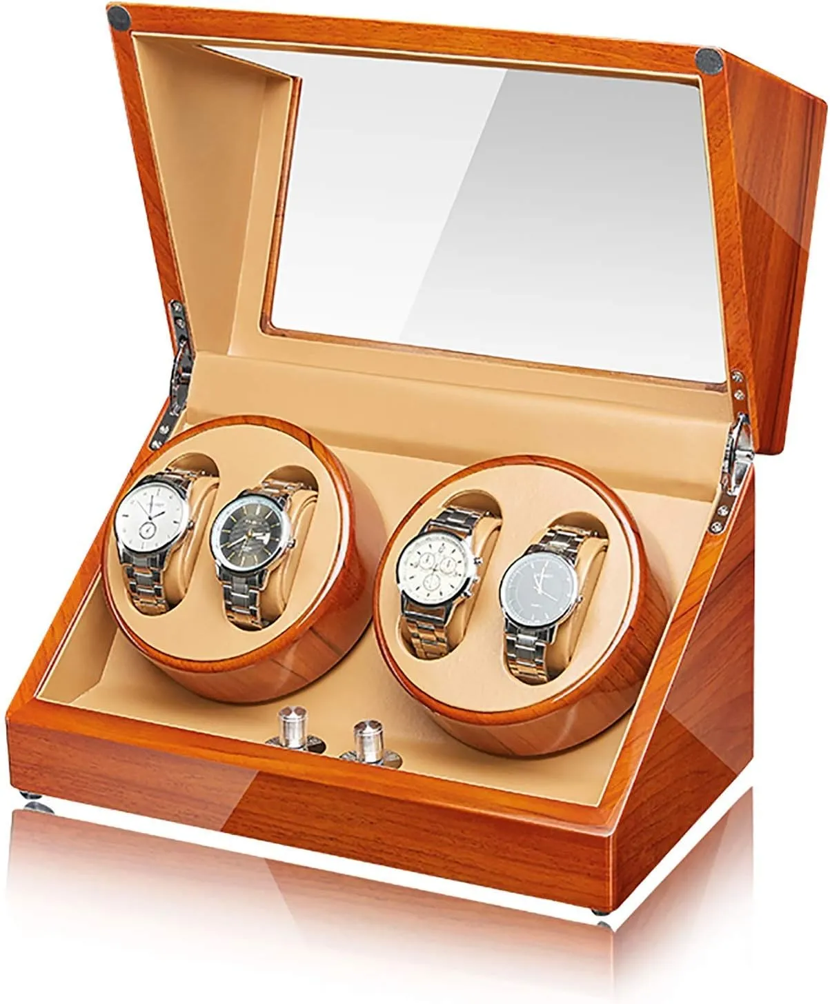 Winder High-end Solid Wood Watch Storage Box Organizer advise telecommunication slender Winding Box Watch Winders - Wood Watch Winding Box Household Watch Shaker Automatic Mechanical Watches 