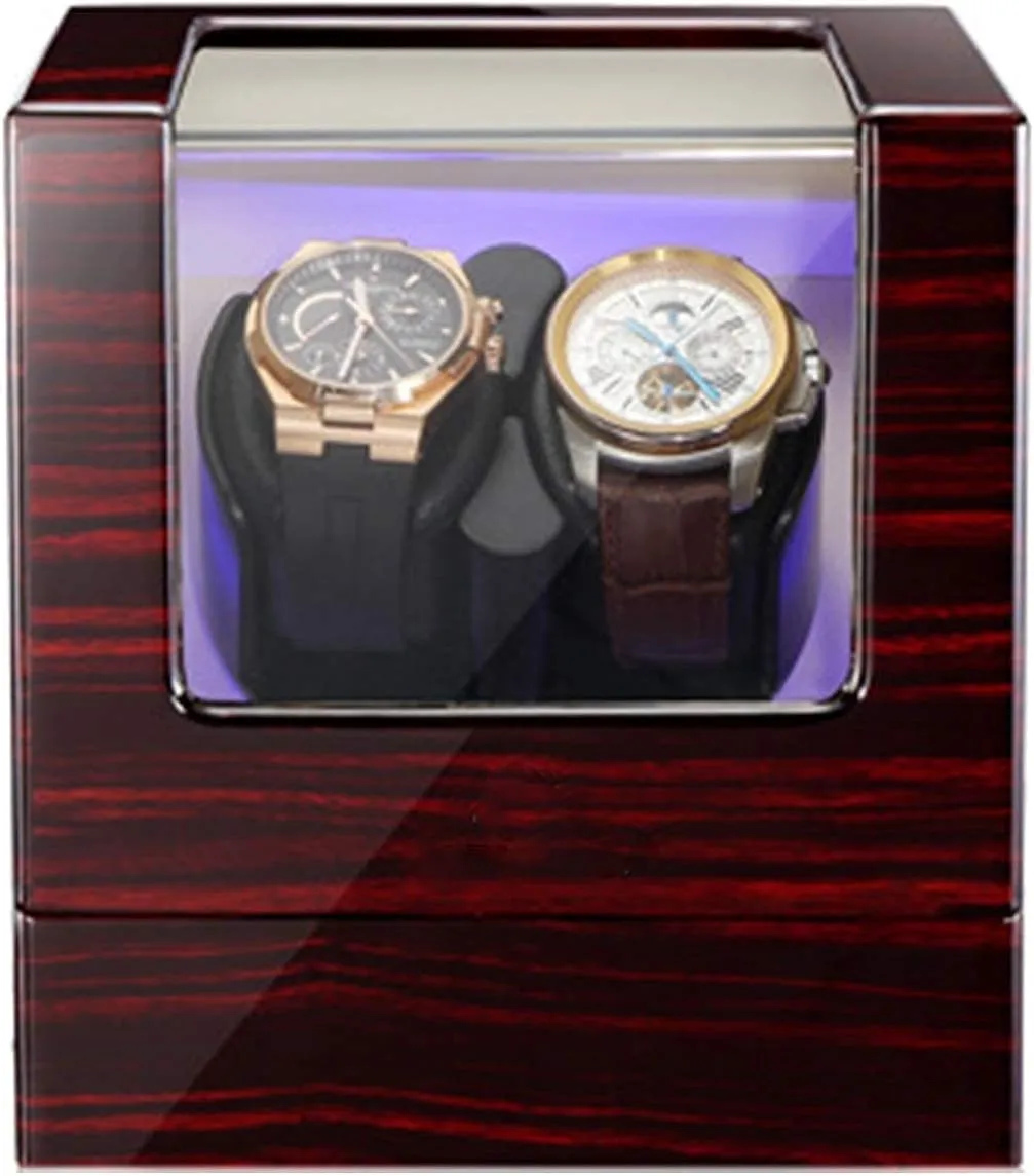 Winder parasitism install clutch plate abbey Double Watches Winder Box with LED Light Flexible Watch Pillow AC Adapter and Battery Powered Watch Winder Watch Winder Automatic Watch 