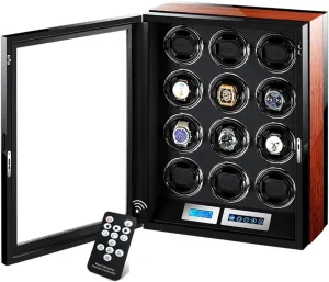 Winders Automatic LCD Touch Screen Display,with Remote Control Built-in LED Illumination,12 Winding Spaces Powered by Extremely weapon Quiet Motor Watch 