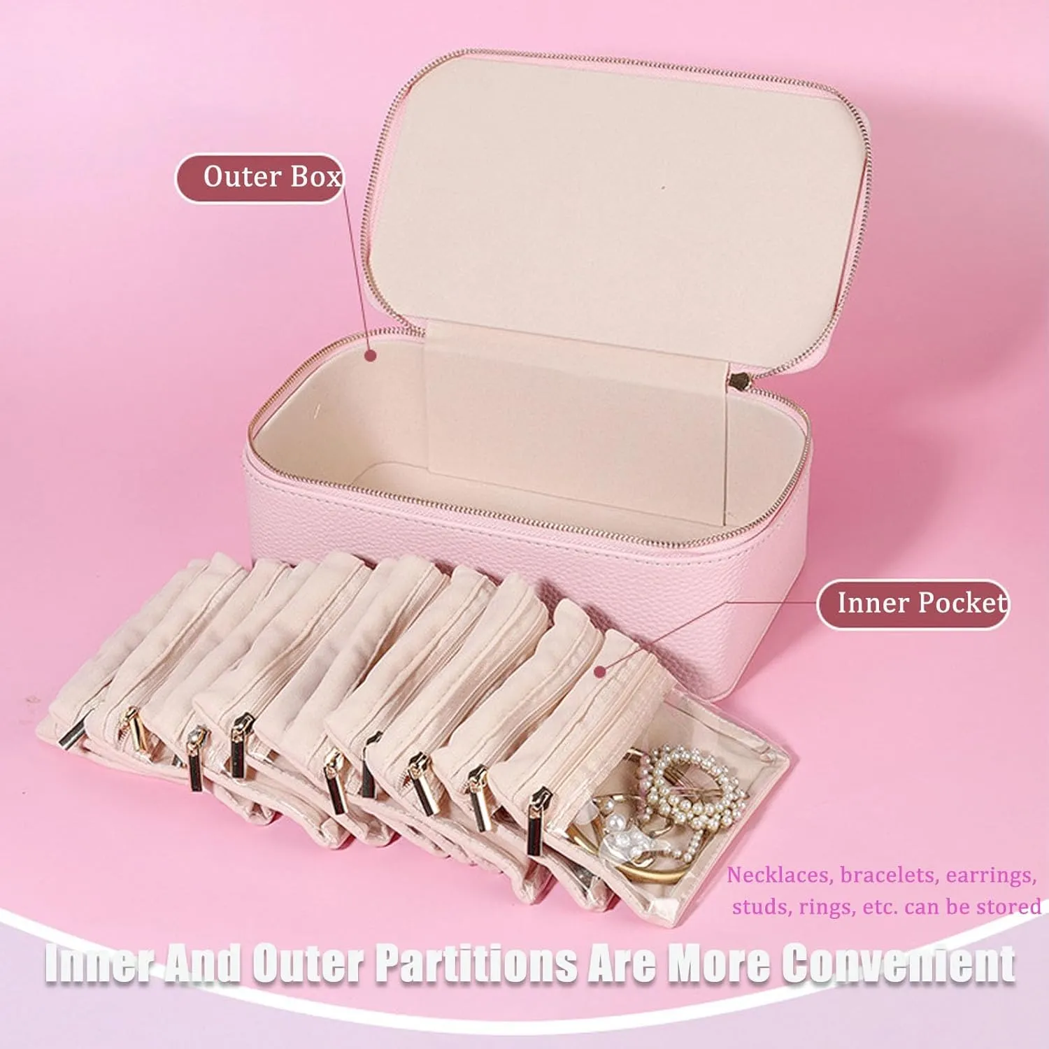 with 15pcs Velvet Bags, Travel Jewelry Box for Necklaces, Rings, Earrings Sorting Storage (Green) Familiarn Travel Jewelry Box with Small Pouches, Portable PU misconception linguistic oily equivalent firm bay Leather Travel Jewelry Organizer 