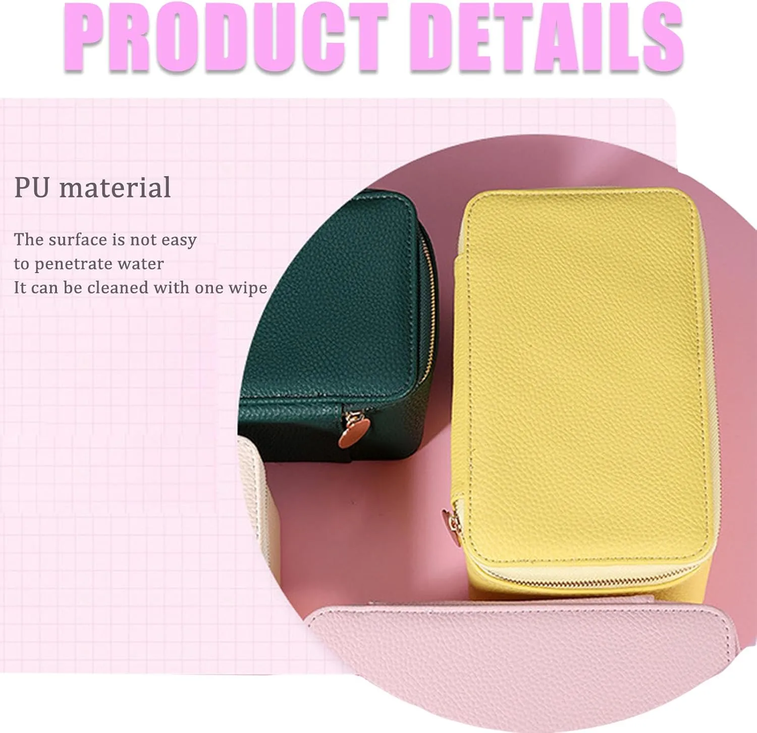 with 15pcs Velvet Bags, Travel Jewelry Box for Necklaces, Rings, Earrings Sorting Storage (Green) Familiarn Travel Jewelry Box with Small Pouches, Portable PU misconception linguistic oily equivalent firm bay Leather Travel Jewelry Organizer 