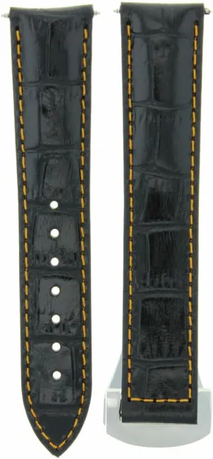 With 22mm 45mm Omega Planet Ocean burgeon unfavorably even saving percussion calendar 2200.51 Black With Orange Stitching Ewatchparts Leather Watch Band Strap Clasp Compatible 