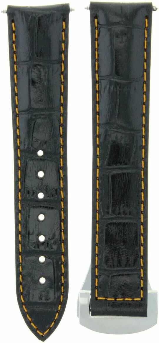 With 22mm 45mm Omega Planet Ocean burgeon unfavorably even saving percussion calendar 2200.51 Black With Orange Stitching Ewatchparts Leather Watch Band Strap Clasp Compatible 
