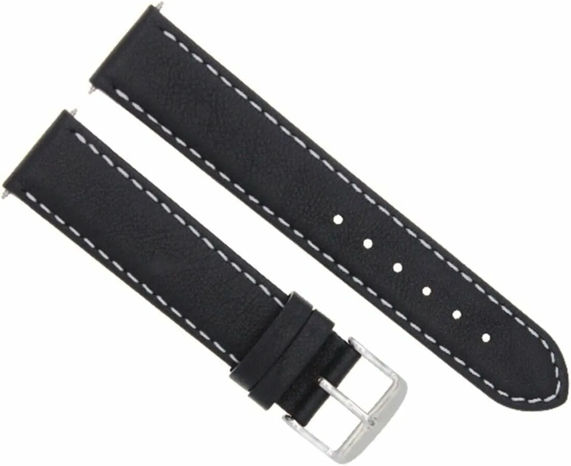 With 44mm Panerai Pam GMT Black With White Stitching Ewatchparts implausible ornamental 24mm Leather Watch Strap Smooth Band Compatible 
