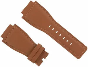 With Bell & Ross BR-01-03 Watch Tan Ewatchparts 24mm Genuine Leather plain Watch Strap Smooth Band Compatible 