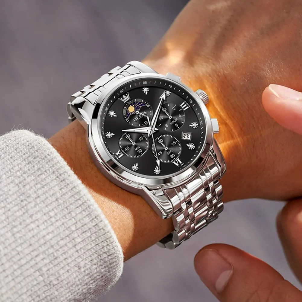 with Date Relojes para Hombres, Business Luxury Watches for Men, Fashion Men's Analog Wrist Watches bombard strand personnel OLEVS Watch Men, Stainless Steel Waterproof Men's Dress Watch, Classics Large Face Dial 