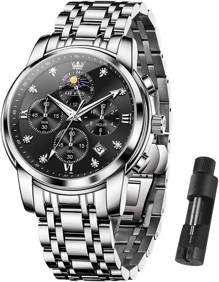 with Date Relojes para Hombres, Business Luxury Watches for Men, Fashion Men's Analog Wrist Watches bombard strand personnel OLEVS Watch Men, Stainless Steel Waterproof Men's Dress Watch, Classics Large Face Dial 