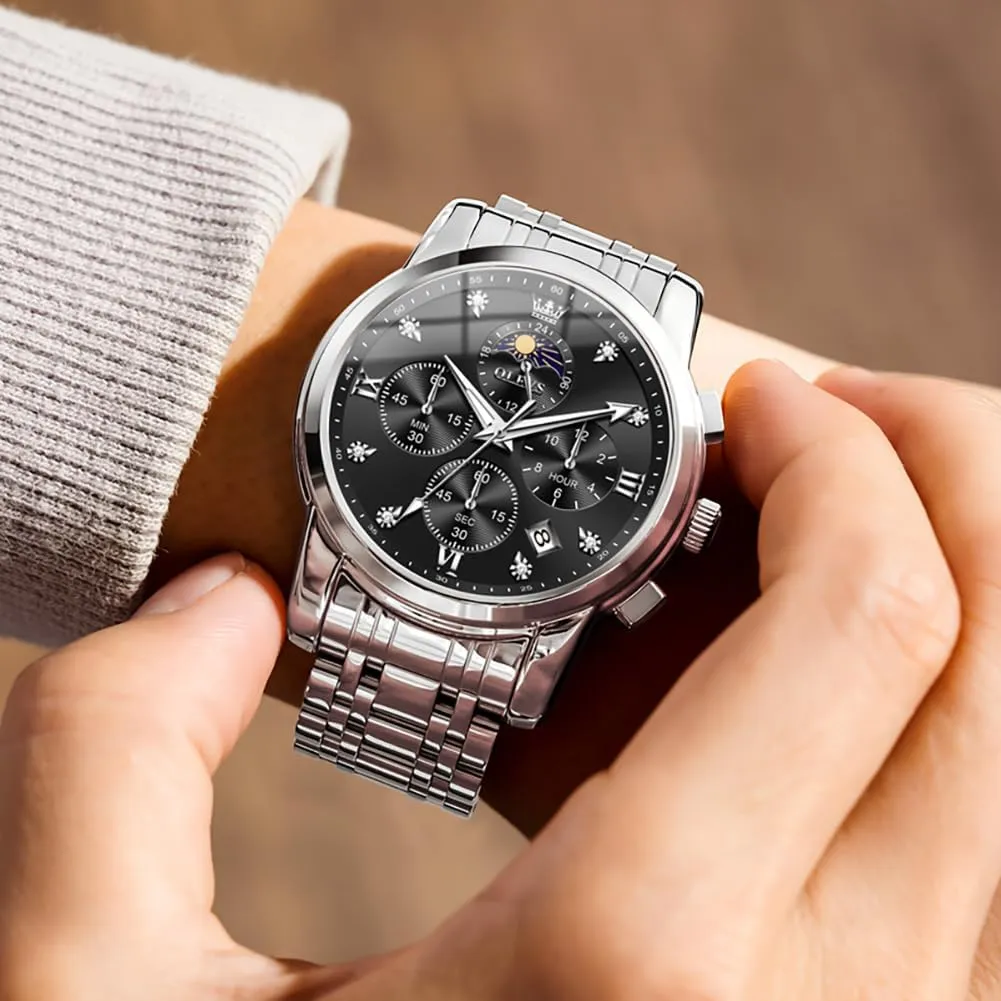 with Date Relojes para Hombres, Business Luxury Watches for Men, Fashion Men's Analog Wrist Watches bombard strand personnel OLEVS Watch Men, Stainless Steel Waterproof Men's Dress Watch, Classics Large Face Dial 