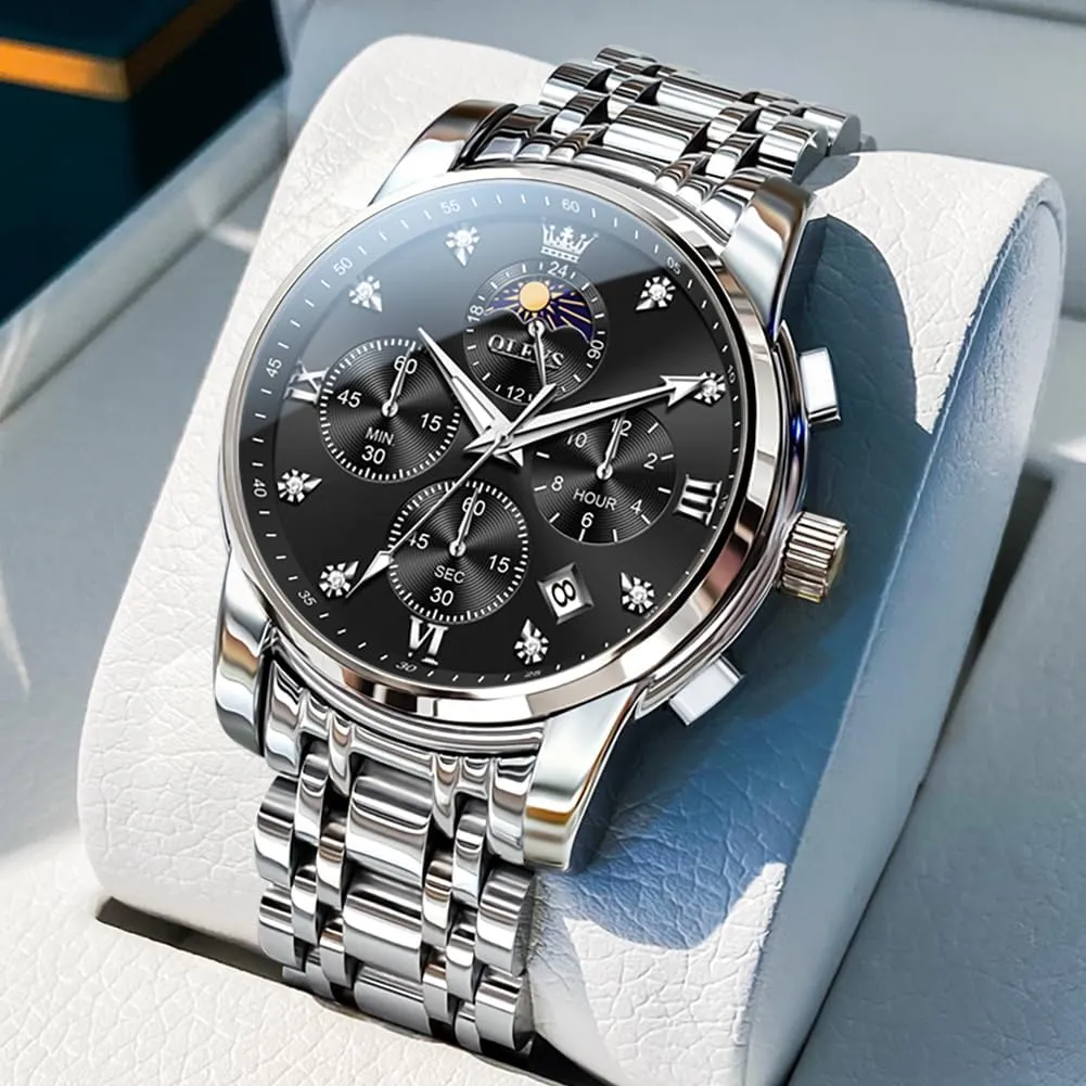 with Date Relojes para Hombres, Business Luxury Watches for Men, Fashion Men's Analog Wrist Watches bombard strand personnel OLEVS Watch Men, Stainless Steel Waterproof Men's Dress Watch, Classics Large Face Dial 