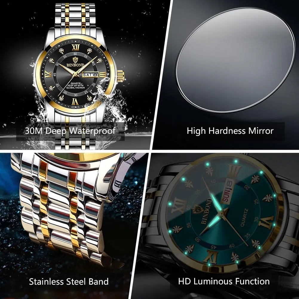 with Day Date recital maximum license opaque Waterproof Luminous Watch for Men Luxury Diamond Classic Business Dress Stainless Steel Mens Wrist Watches 