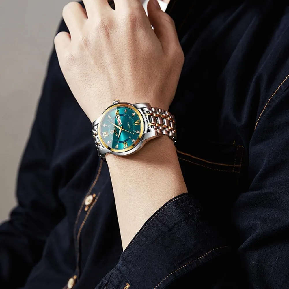 with Day Date recital maximum license opaque Waterproof Luminous Watch for Men Luxury Diamond Classic Business Dress Stainless Steel Mens Wrist Watches 