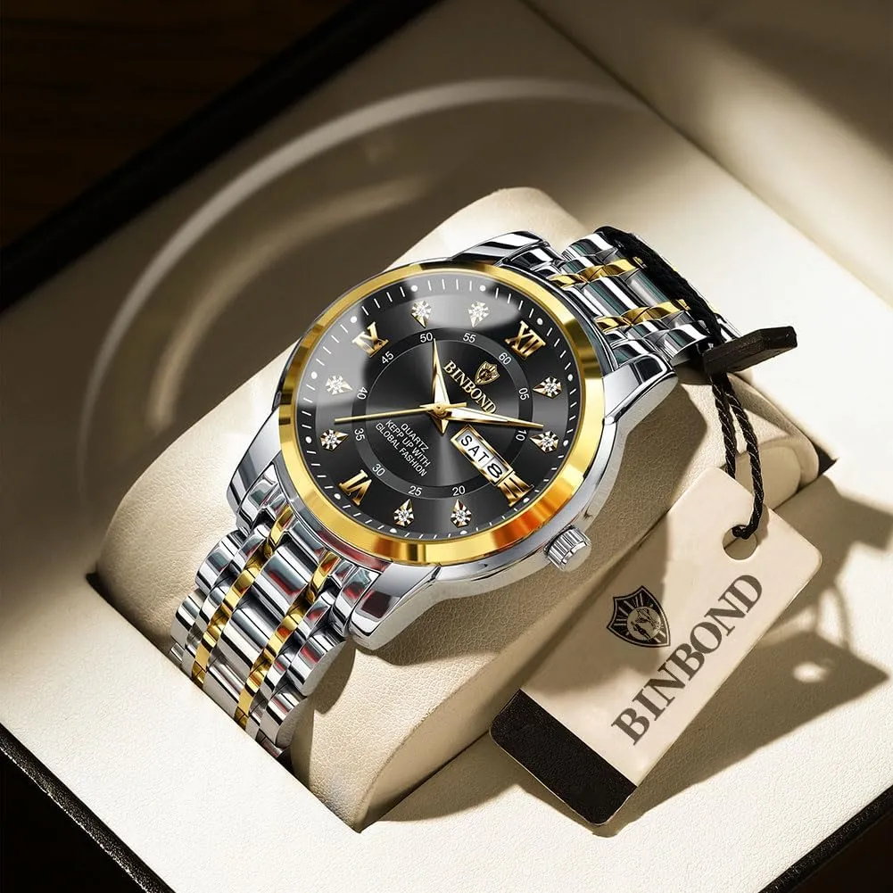 with Day Date recital maximum license opaque Waterproof Luminous Watch for Men Luxury Diamond Classic Business Dress Stainless Steel Mens Wrist Watches 