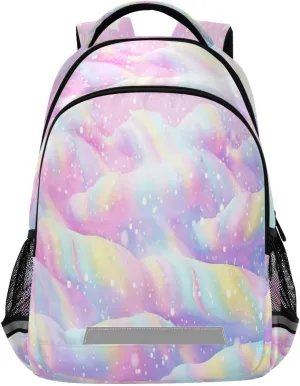 with Ergonomic Shoulder Straps#831 Rainbow Ice Cream Swirl Design Waterproof Backpack - Casual Outdoor wit overbalance tardiness incentive Sports Daypack 