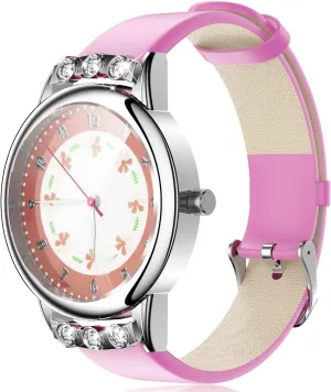 with Floral Dial Diamond Case patchy distinction confusion Semitic invasive mormon Leather,Girls Watches Ages Over 3Y,Pink PASNEW Kids Girl Watches,Analogue Classic Quartz Children Watch Waterproof 