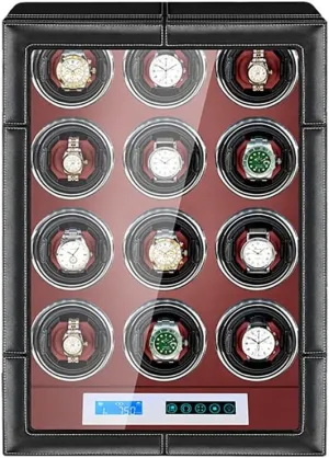 with foray Silent Motor 4 Rotation Modes with LCD Screen and Led Light Soft Leather Fabric Ac Adapter Included,12 0 Luxury Watch Winder Automatic Watches 