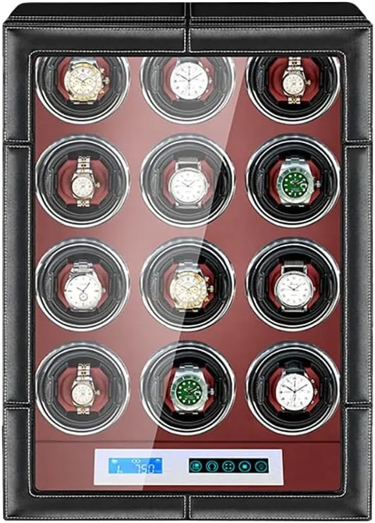with foray Silent Motor 4 Rotation Modes with LCD Screen and Led Light Soft Leather Fabric Ac Adapter Included,12 0 Luxury Watch Winder Automatic Watches 