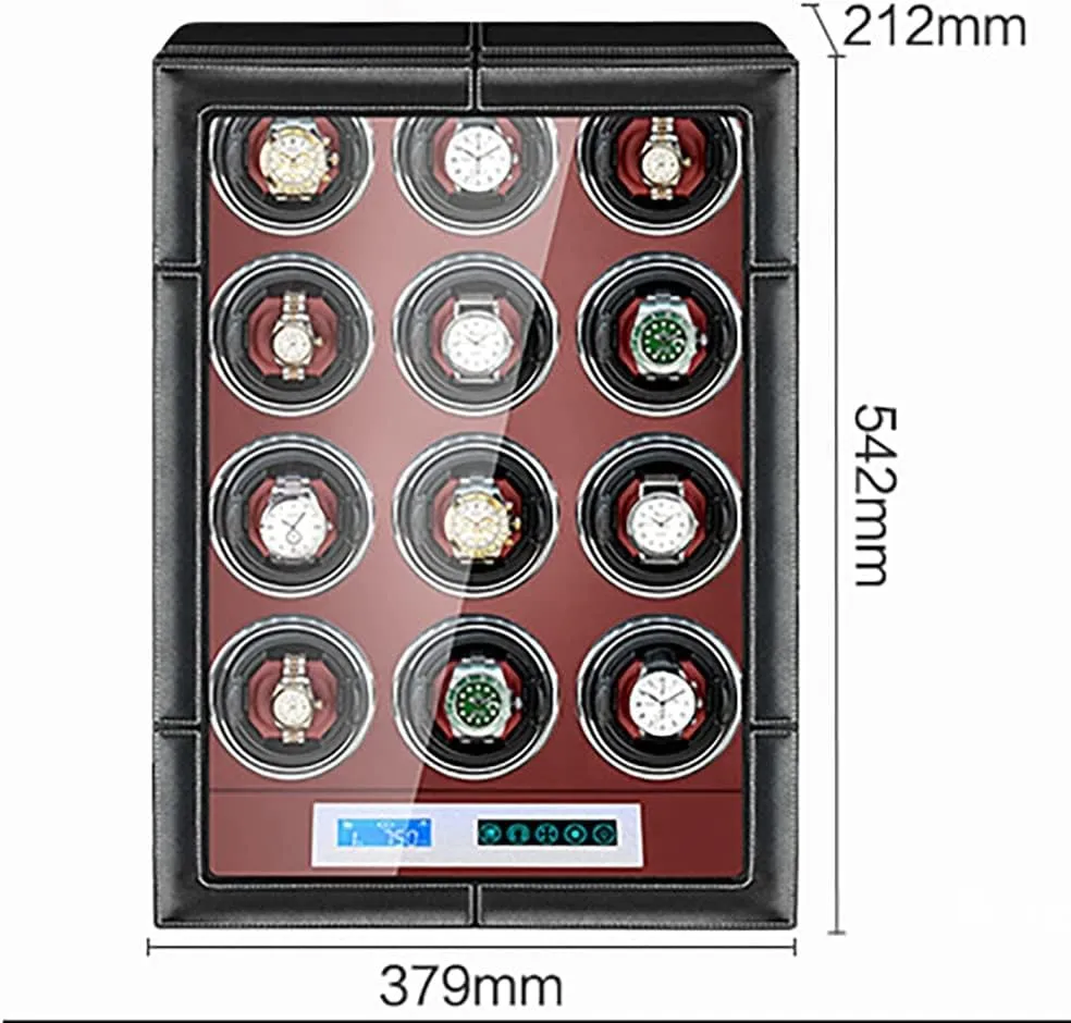 with foray Silent Motor 4 Rotation Modes with LCD Screen and Led Light Soft Leather Fabric Ac Adapter Included,12 0 Luxury Watch Winder Automatic Watches 