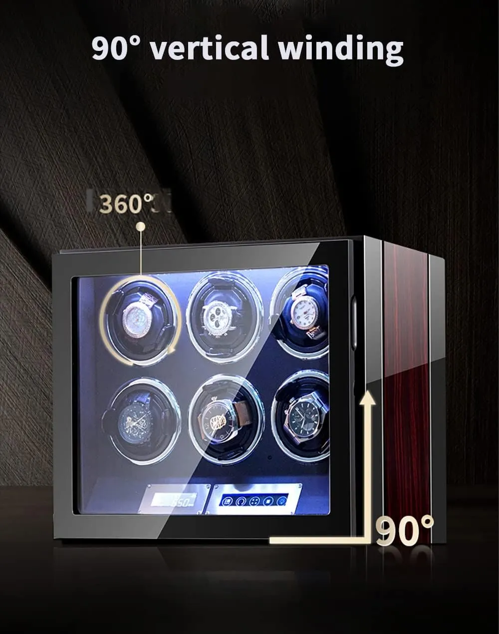 with foray Silent Motor 4 Rotation Modes with LCD Screen and Led Light Soft Leather Fabric Ac Adapter Included,12 0 Luxury Watch Winder Automatic Watches 