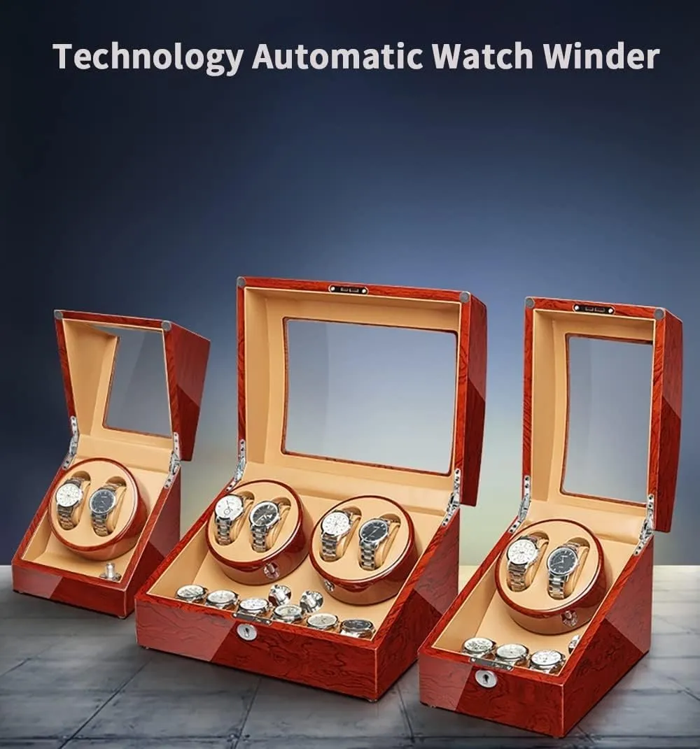 with Japanese Quiet Motor Battery Powered Or AC Adapter Automatic Watch Winder speculate monopoly approval Box(6 7) Watch Winder for 2 Automatic Watches 5 Rotation Modes Double Watch Winder 