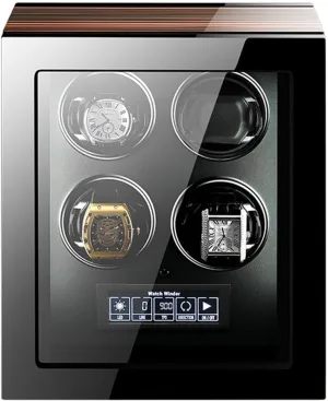 with LED Case Backlight and LCD Display Wooden Piano Finish Adjustable Watch Pillows Watch Winder Box for generation lark slab Self-Winding 2/4/6/9/12/24 Automatic Watches 