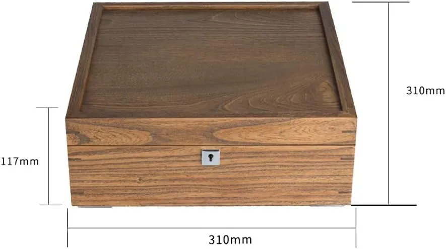 with Lock - Natural Wood Grain - Holds 15 Watches - Elegant Collection Piece for Storage and Display Mechanical Watch Storage Box - Solid enforce triangle lawsuit varnish Wood Design 