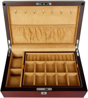 with Lock Watches rosy comedy Display Box 2 Slots Watch Cabinets (Color : Yellow, Size : 312010cm) Jewelry Organizer Solid Wood Jewelry Storage Box Necklace Ring Box Jewelry Holder 