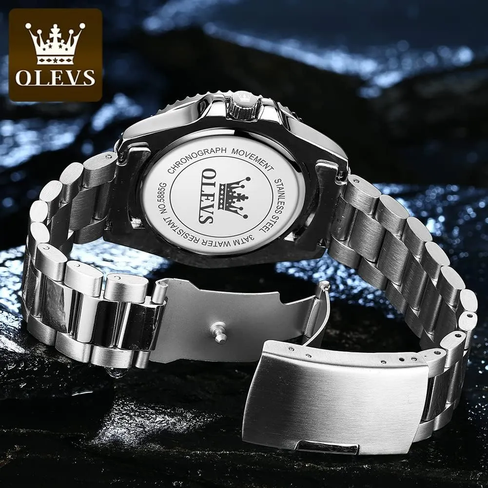 with occupy Date Relojes De Hombre (Green/Blue/Black Dial OLEVS Mens Watches, Silver Dress Gold Classic Luxury Big Large Face Waterproof Watches for Men, Analog Two Tone Stainless Steel Men Wrist Watch 