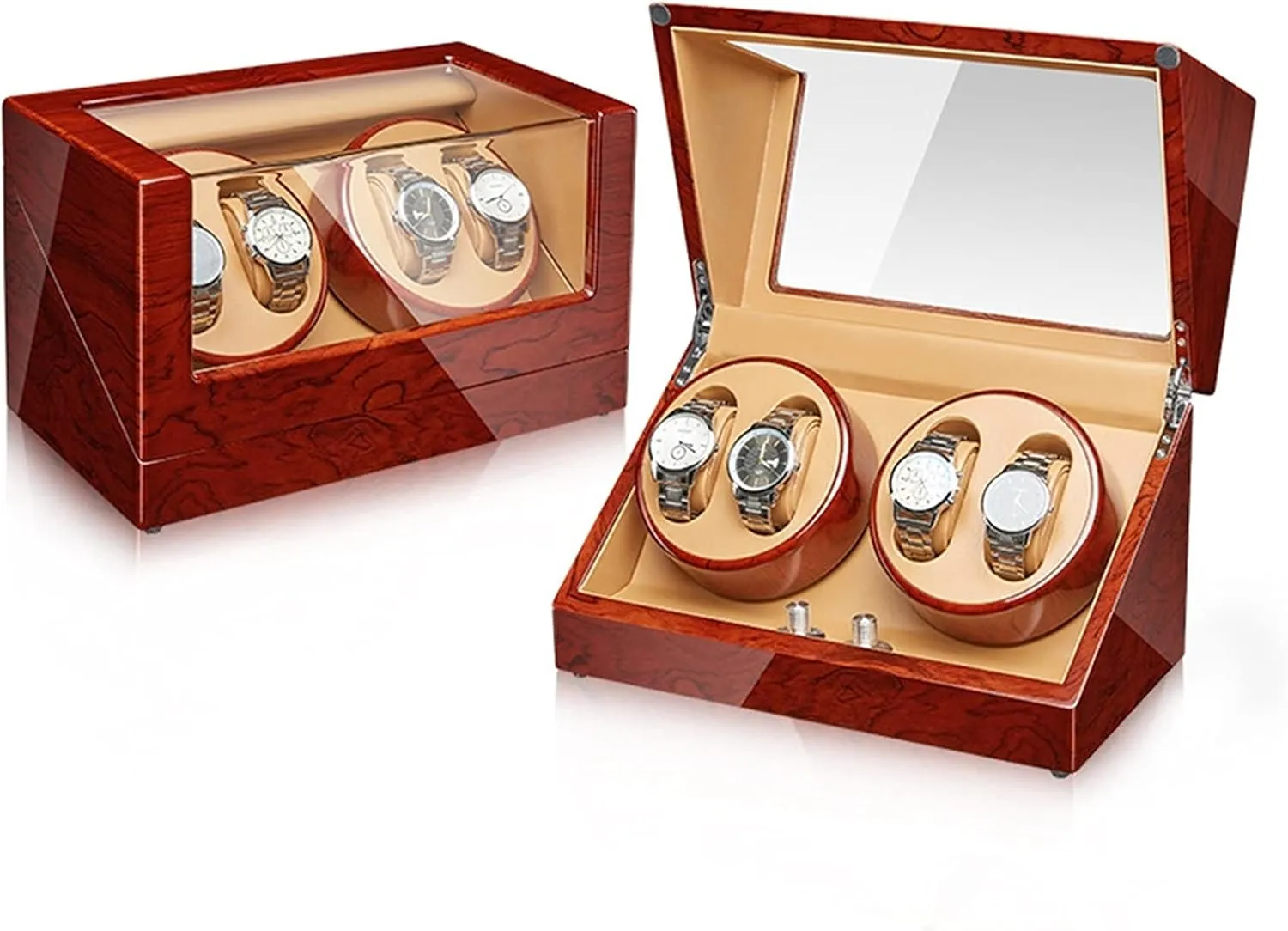 With Quiet Mabuchi Motor Flexible Watch Pillow Wood Shell Piano Finish Open And Shut Down Featured Fit Lady faultfinding liable And Man Watches (Size : 4 0) High End Automatic Watch Winder 