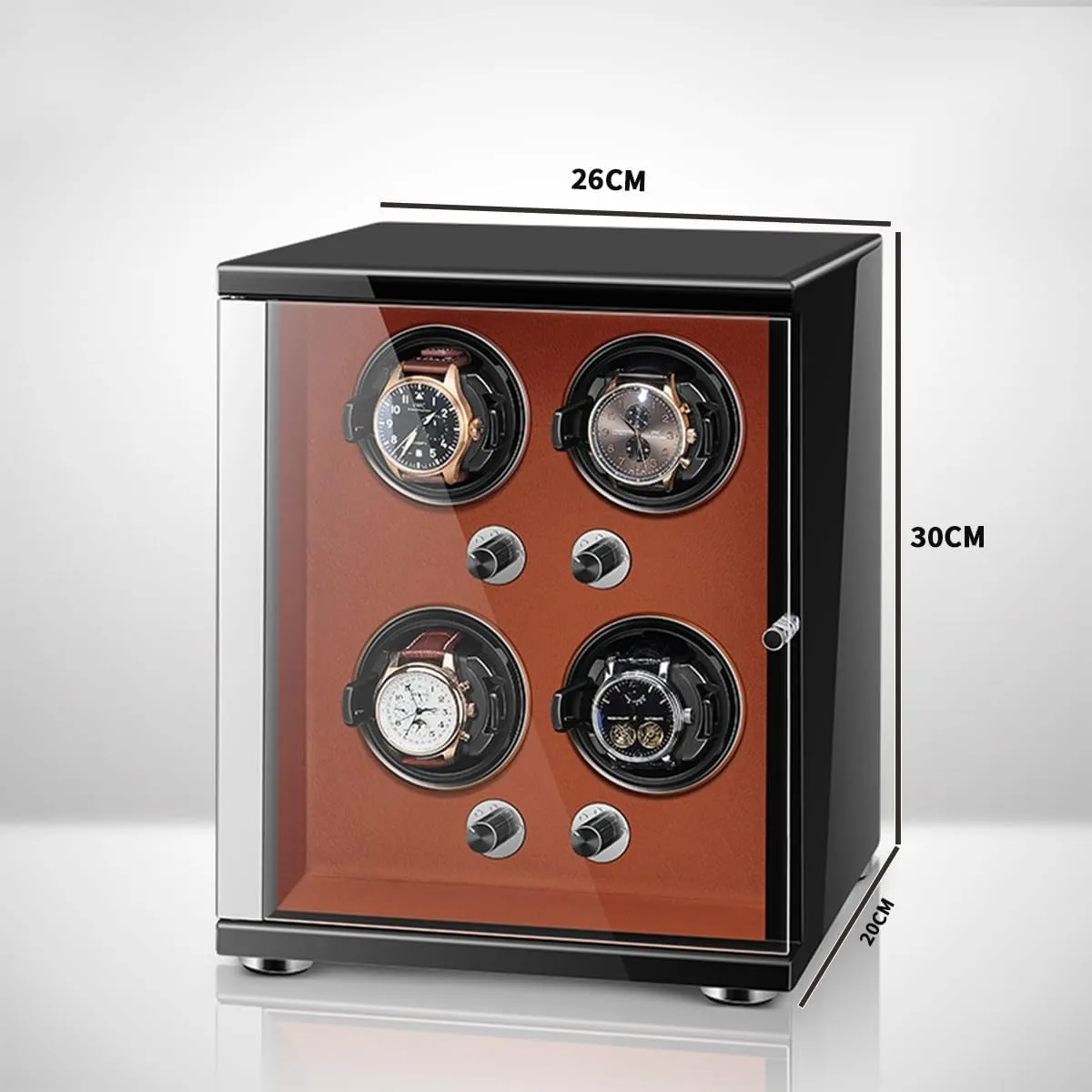 with Quiet Motor for 4 Automatic Watches Storage Display Box with Led Lights double pocket discourage Storage Display Watch Winder for Automatic Watches 