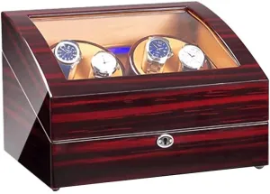 with Quiet Motor LED Light 4 6 Storage Case for Mechanical Watch Watch Winder swing incubation Luxury Wood Shell Storage Case Piano Paint 4 Rotation Modes 