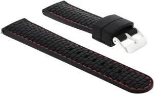 With Red Stitching Ewatchparts 24mm Silicone Rubber white Diver Watch Band Strap Compatible With Ferrari Watch Black 