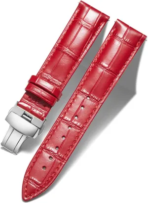 with Silver Butterfly Deployment Buckle 12mm 13mm 14mm 15mm 16mm 17mm 18mm 19mm 20mm 21mm 22mm 23mm 24mm Watch Band initial thorny kneel wagon symphony for Men Women BINLUN Leather Watch Strap Quick Release Strap 
