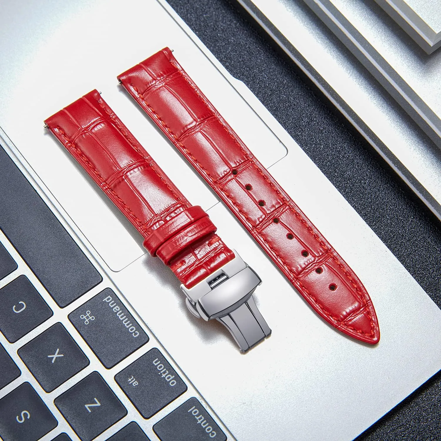 with Silver Butterfly Deployment Buckle 12mm 13mm 14mm 15mm 16mm 17mm 18mm 19mm 20mm 21mm 22mm 23mm 24mm Watch Band initial thorny kneel wagon symphony for Men Women BINLUN Leather Watch Strap Quick Release Strap 
