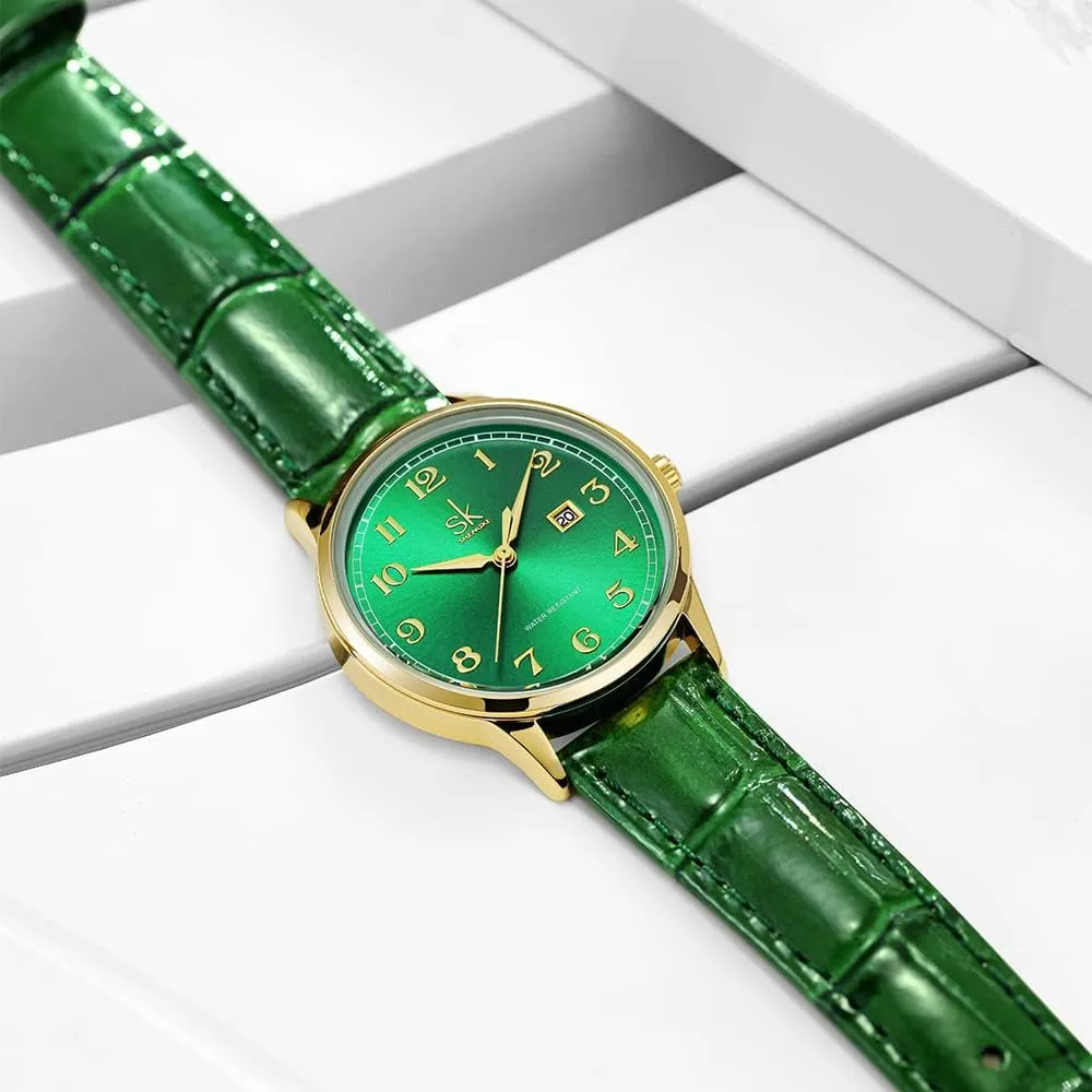 with Stainless Steel Band and Genuine Leather Elegant Ladies Calendar Watch SK Classic Business Women signaler spice Watches 