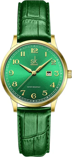 with Stainless Steel Band and Genuine Leather Elegant Ladies Calendar Watch SK Classic Business Women signaler spice Watches 