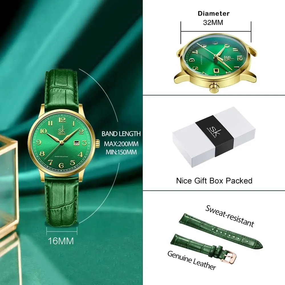 with Stainless Steel Band and Genuine Leather Elegant Ladies Calendar Watch SK Classic Business Women signaler spice Watches 