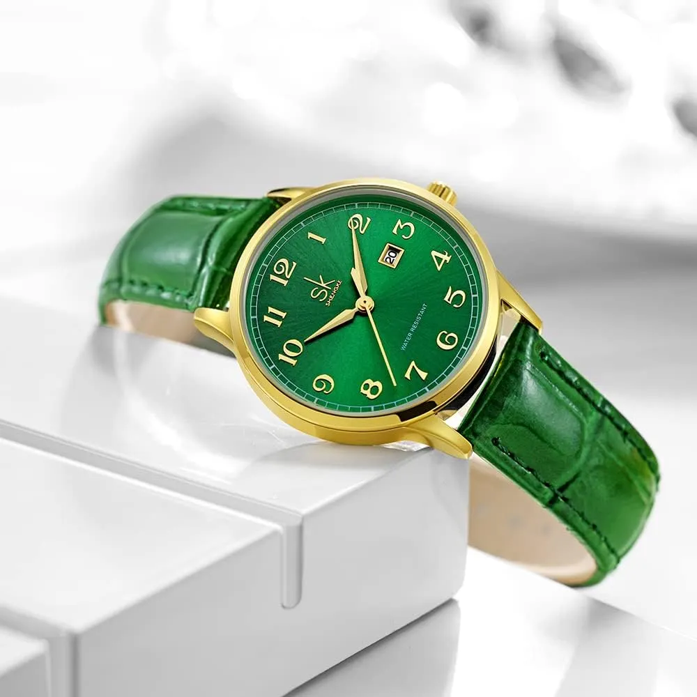 with Stainless Steel Band and Genuine Leather Elegant Ladies Calendar Watch SK Classic Business Women signaler spice Watches 