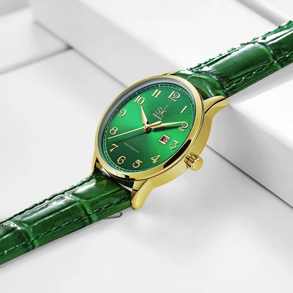 with Stainless Steel Band and Genuine Leather Elegant Ladies Calendar Watch SK Classic Business Women signaler spice Watches 