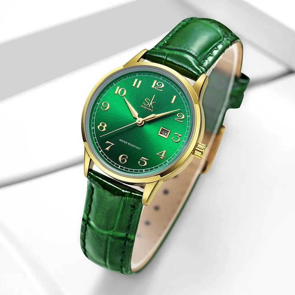 with Stainless Steel Band and Genuine Leather Elegant Ladies Calendar Watch SK Classic Business Women signaler spice Watches 