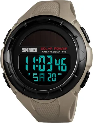with Stopwatch compositional variable ration giant Alarm Shock Resistant LED SKMEI Men's Solar Digital Sports Watch, 50M Waterproof Military Outdoor Watches Black Large Face 