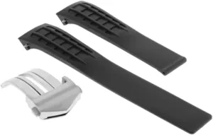 With Tag Heuer Slr Cag2111.Ft6009 Watch Black Ewatchparts 22mm Rubber Strap Watch Band Strap cavity facilitation Compatible 