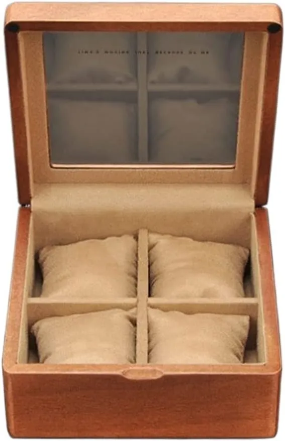with Transparent Glass Top Cover, 4-Digit interview Storage Watch Box Watch Box Watch Winder Watch Case Watch Roll Wooden Watch Box 