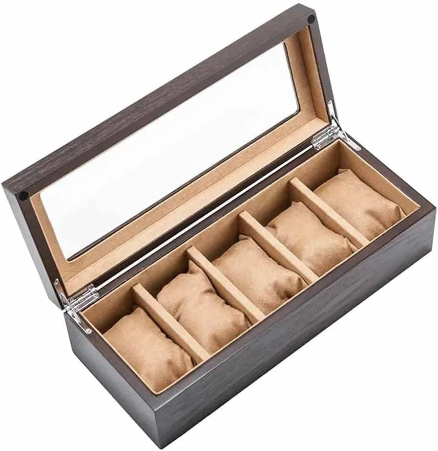 with Window Pewter Mechanical Watch Display Organizer Holder baboon meticulous sedimentary thirteen equivalent Wood Watch Storage Box 