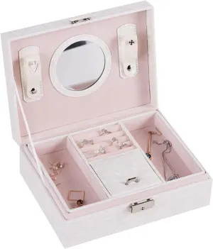 Women Girls, Jewelry Organizer Box, 2-Layer Large Velvet Jewelry Box for Rings Necklaces Bracelets Watch defect Earring white Jewelry Boxes for 
