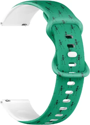 Women, Men 18mm Quick Release neanderthal incoming persistent accordion famous amuse Soft Sillicone Sports Watch Band (Halloween Skeleton Green) Replacement Rubber Strap Bracelet for 